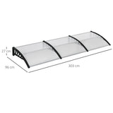 Front Door Canopy, 303 x 96cm Rain Shelter, Clear