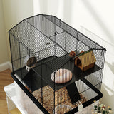 Three-Tier Gerbil Cage, Hamster Cage with Wheels, Deep Bottom, Food Dish, Water Bottle