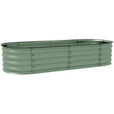 Galvanised Raised Garden Bed, Metal Planter Box with Safety Edging, Green