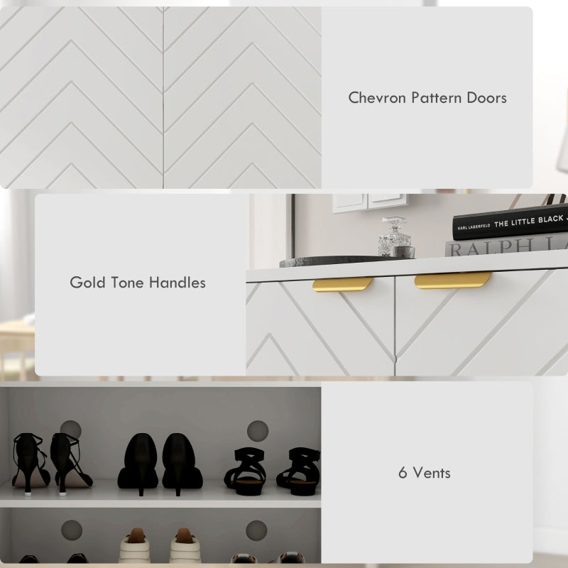 Shoe Storage Cabinet with Open & Adjustable Shelf, 6 Vents, 12 Pairs