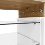 Modern LED TV Unit - High Gloss White TV Cabinet with Glass Shelves and Storage