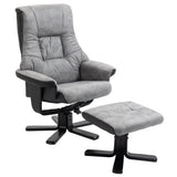Fabric Recliner Sofa Armchair with Footstool, Swivel, Grey