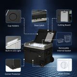 50L Car Refrigerator, Portable Compressor Fridge Freezer with Inner LED Light, Black