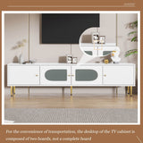 Modern TV Stand with Storage - 4 Door TV Cabinet with Glass Doors, Fits up to 70 Inch TV