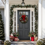Realistic PVC Christmas Garland - Lush Foliage with Pine Cones, Red Berries & Pre-Lit LED Lights