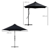Solar LED Cantilever Parasol 3m - Black