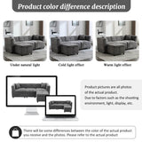 L-Shaped Corner Sofa - 80" Fabric Sectional Sofa with Removable Storage Ottoman & 2 Cushions, Grey
