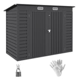 Galvanised Steel Shed, 3.7 x 7.9ft with Latched Door and Padlock - Grey