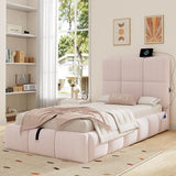 3ft Velvet Upholstered Storage Bed - Single Hydraulic Bed with Headboard, Pink