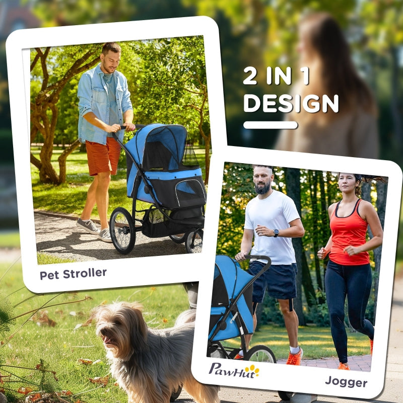 PawHut Pet Stroller Foldable Travel Carriage, Blue