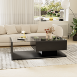 Coffee Table, High-Gloss Black with Push-Pull Storage