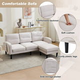 L-Shaped Corner Sofa - 3 Seater Modular Sectional Sofa with Chaise, Side Storage Pockets, Beige