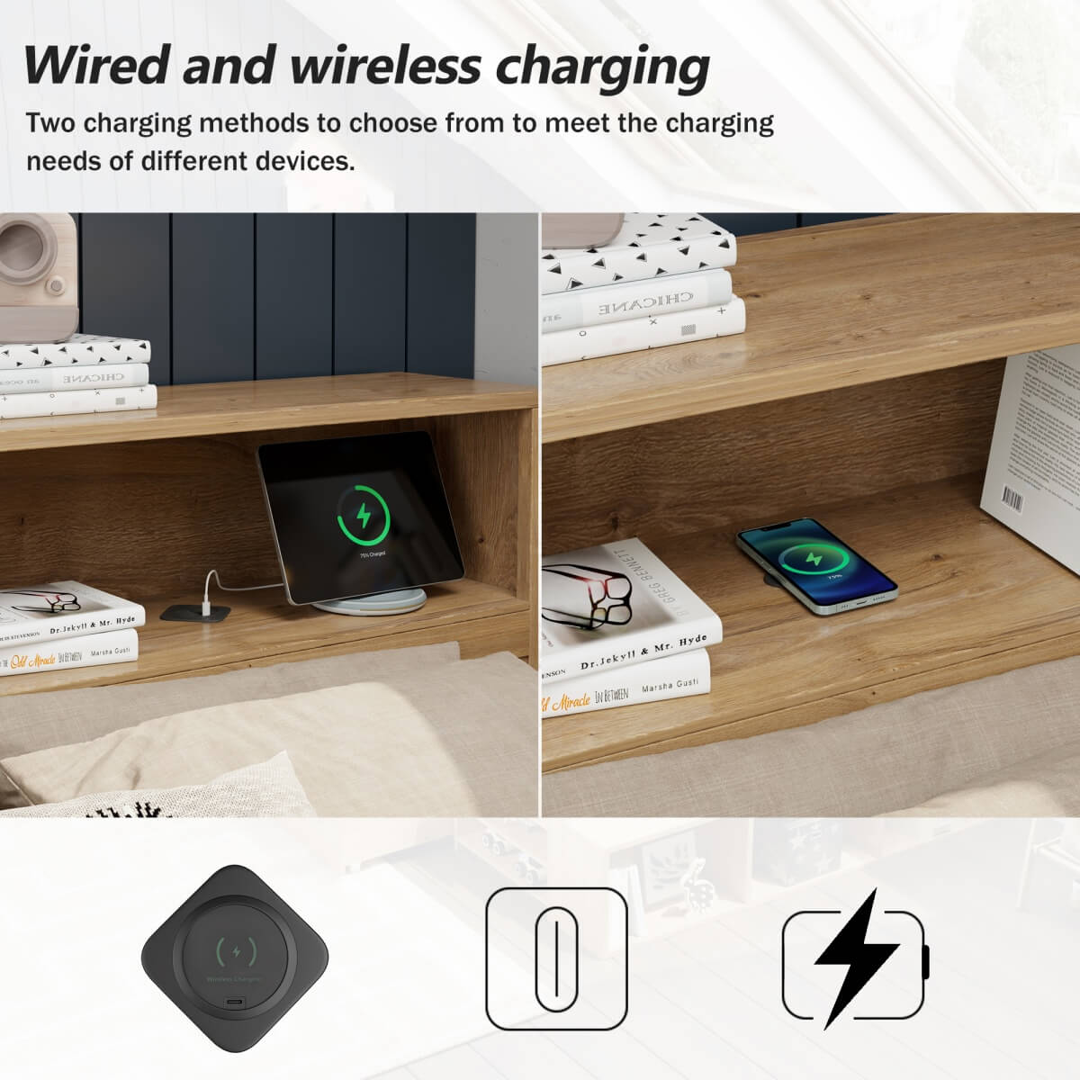 4ft6 Double Children’s Bed – Wooden Bed Frame with Drawers, Bookcase and Storage Cupboard