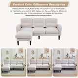 L-Shaped Corner Sofa - 3 Seater Modular Sectional Sofa with Chaise, Side Storage Pockets, Beige