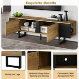 TV Unit - 2 Cabinets and Open Storage, Fits up to 75 Inch TV, Wood and Black