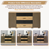 Fluted Sideboard with 4 Drawers and 2 Doors - Oak and Black Storage Cabinet