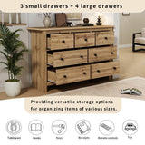 Modern Vintage Storage Sideboard with 7 Drawers - Multi-Room Cabinet, Wood Color