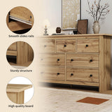 Modern Vintage Storage Sideboard with 7 Drawers - Multi-Room Cabinet, Wood Color