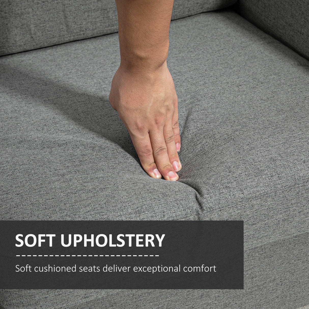 Compact Loveseat Sofa, 2 Seater with Wood Legs, Grey