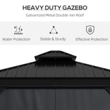 Aluminium Hardtop Gazebo 3.65 x 3m with Accessories - Dark Grey