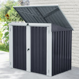 Two-Bin Storage Shelter, Corrugated Steel, Black
