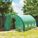 Polytunnel Greenhouse 4 x 3(m) with Windows and Doors - Green