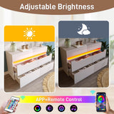 6-Drawer Chest of Drawers with RGB LED Lights - Modern White Storage Sideboard with App Control and Cut-Out Handles