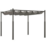 Metal Pergola with Retractable Roof, Magnetic Fixture, Sun Shade Canopy, Grey