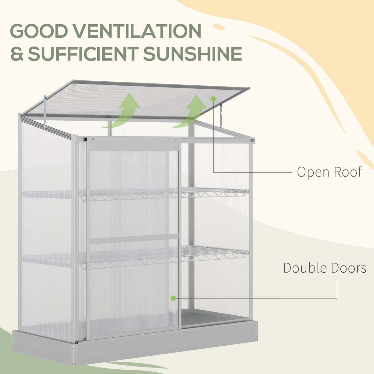3 Tier Greenhouse, Outdoor Cold Frame Plant Flower Growth, Transparent Polycarbonate