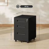 Vinsetto Three-Drawer Filing Cabinet - Steel, Black