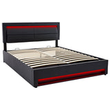 5ft King Size Upholstered LED Storage Bed - USB & Wireless Charging Bed Frame, Black