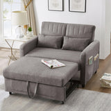 2 Seater Pull-Out Sofa Bed with Adjustable Backrest - Convertible Sleeper Sofa, Cotton Linen Fabric, Dark Gray