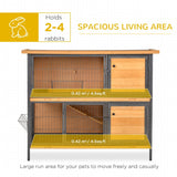 Rabbit Hutch Outdoor Guinea Pig Bunny Cage Metal Frame No-Leak Tray Openable Roof Light Yellow