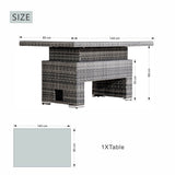 Outdoor Rattan Lift-Top Table with Tempered Glass Top - Garden Coffee Table