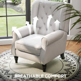 Wingback Accent Chair, Upholstered Button Tufted, Cream White