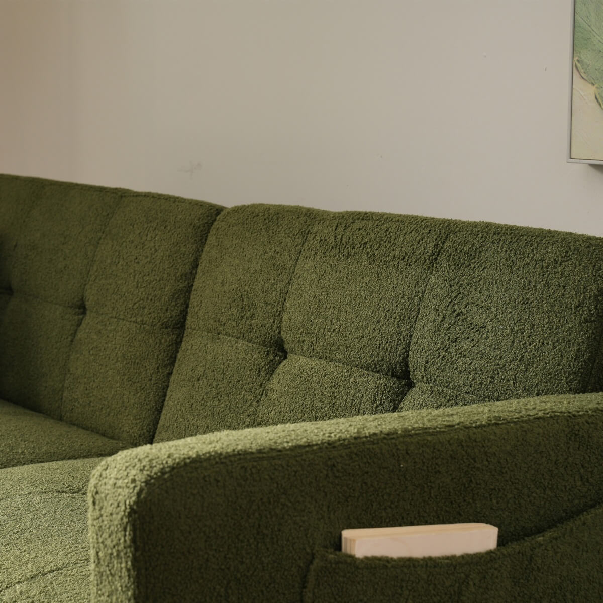 Convertible Sofa Bed with Adjustable Backrest - Modern Recliner Sofa with Gold Legs and Storage Pockets, Green