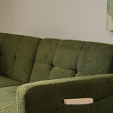 Convertible Sofa Bed with Adjustable Backrest - Modern Recliner Sofa with Gold Legs and Storage Pockets, Green