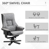 Fabric Recliner Sofa Armchair with Footstool, Swivel, Grey