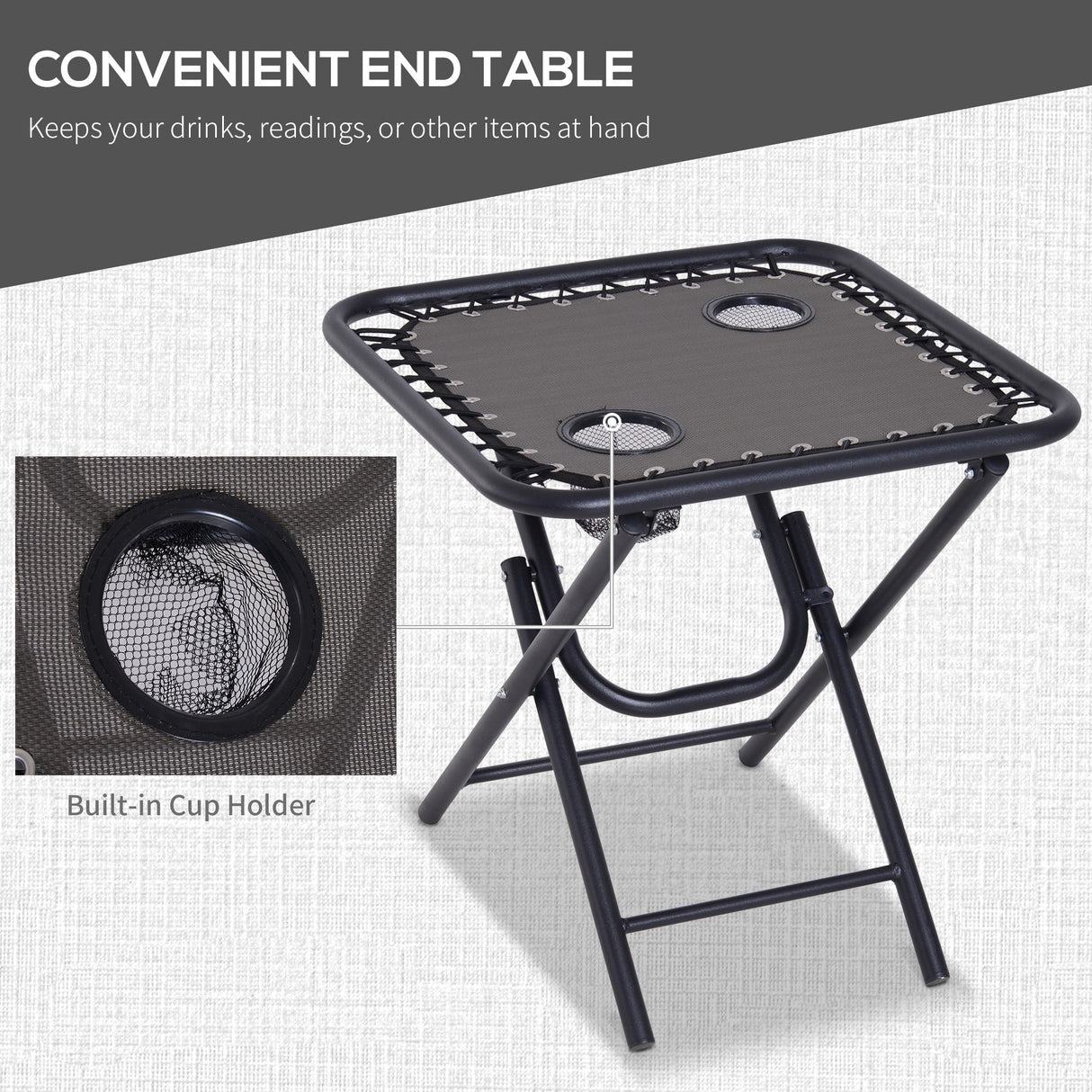 Folding Zero Gravity Chairs with Cup Holders, Reclining, Dark Grey