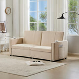 King Size Pull Out Sofa Bed - Convertible Fabric Sofa with Cup Holders and Side Pockets