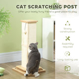 Cat Scratching Post 3-in-1, 67cm w/ Track Ball Toy, Oak Tone