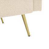 Modern Convertible Sofa Bed - Adjustable Recliner with Gold Legs and Side Storage Pockets, Beige