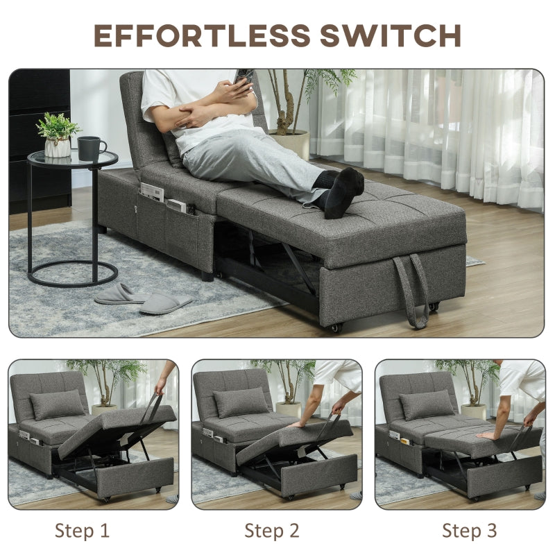 Four-In-One Sleeper Chair - Dark Grey
