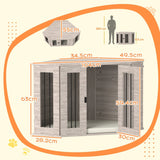 PawHut Dog Crate Side Table with Cushion, 104 x 55 x 63cm - Walnut Brown