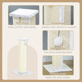 81cm Cat Scratcher, Vertical Full Scratcher with Sisal Rope and Hanging Ball, White