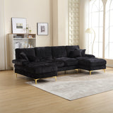 Sectional Couches GOMYWAY Modular U-Shaped with Double Chaise for Living Room Chenille Fabric