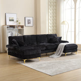 Sectional Couches GOMYWAY Modular U-Shaped with Double Chaise for Living Room Chenille Fabric