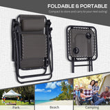 Folding Zero Gravity Chairs with Cup Holders, Reclining, Dark Grey