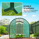 Polytunnel Greenhouse, 3 x 2(m) with Windows and Doors - Green
