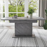 Extendable Dining Table with Storage - Space-Saving Rectangular Table with Metal Frame, Modern Multi-Functional Design, Grey